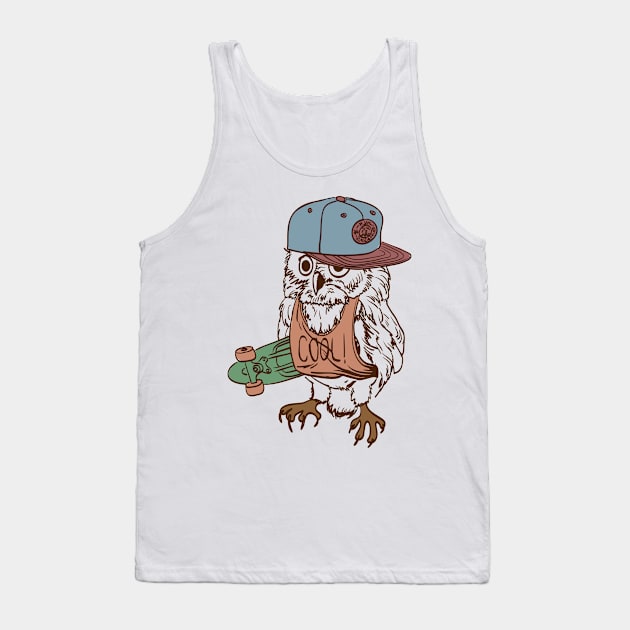 Skateboarding Owl Tank Top by Digster